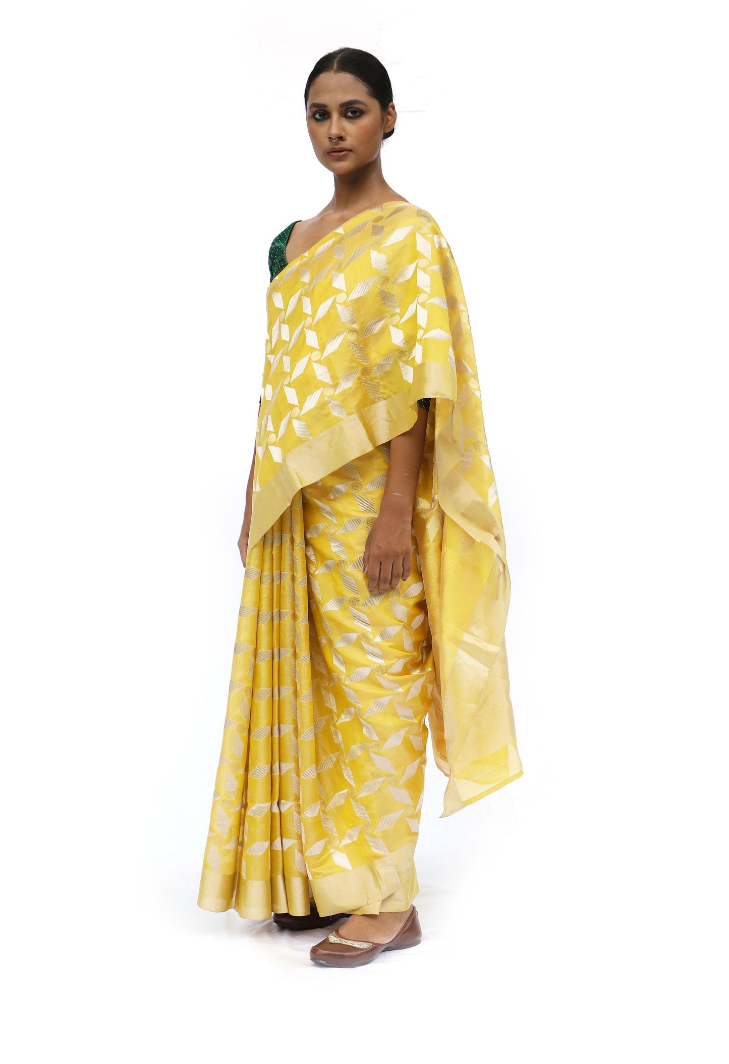 BOA -  Mustard Chanderi Silk Saree