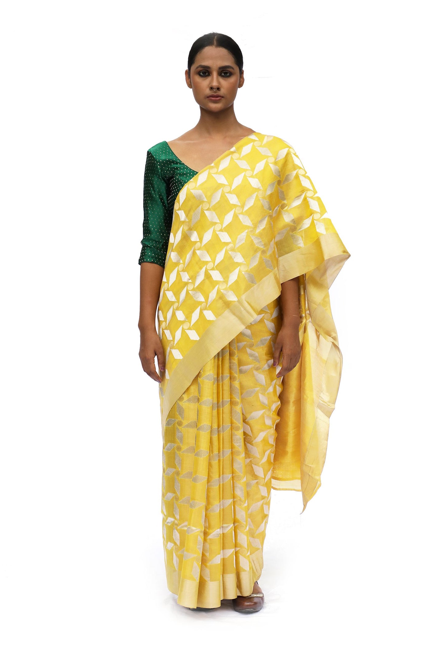 BOA -  Mustard Chanderi Silk Saree