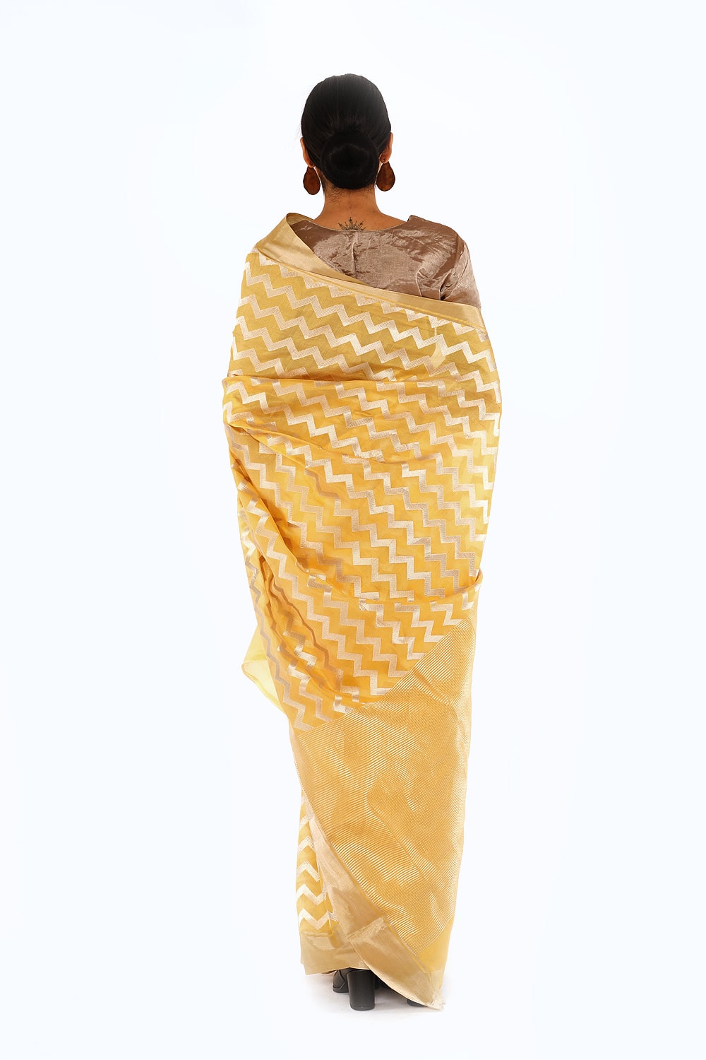 BOA -  Mustard Chanderi Silk Saree