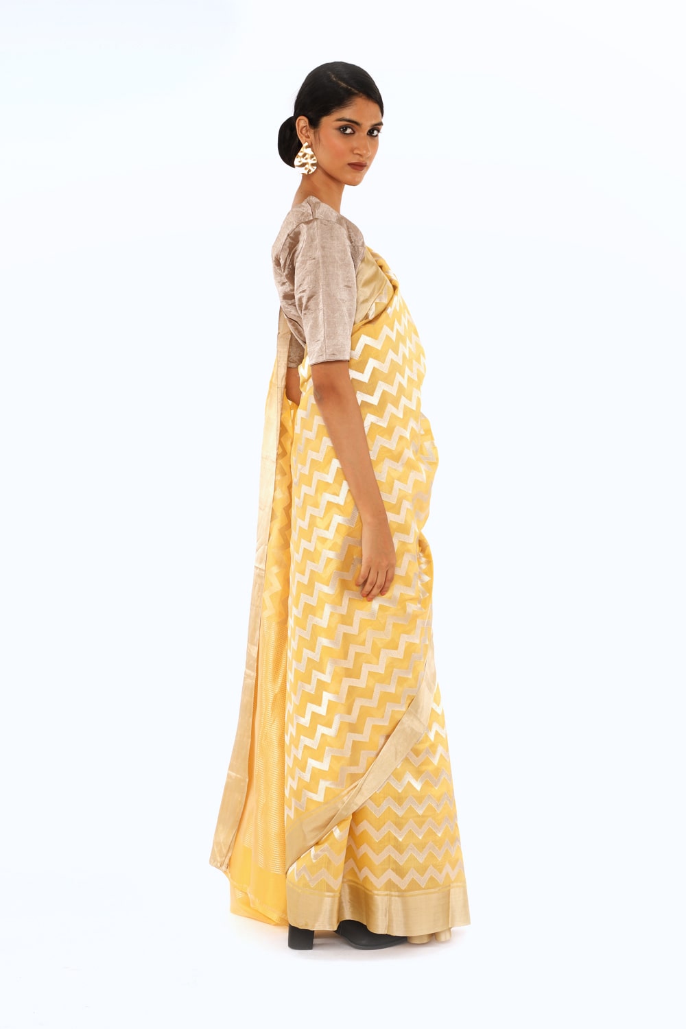 BOA -  Mustard Chanderi Silk Saree