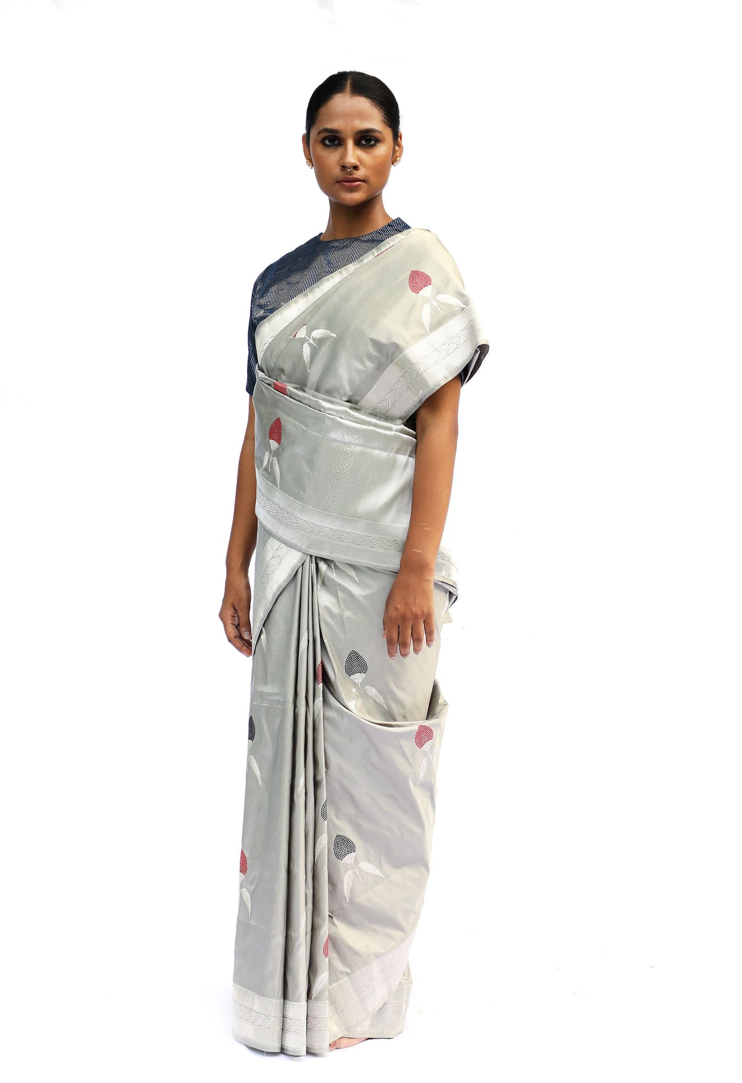 SUMA - grey katan silk saree