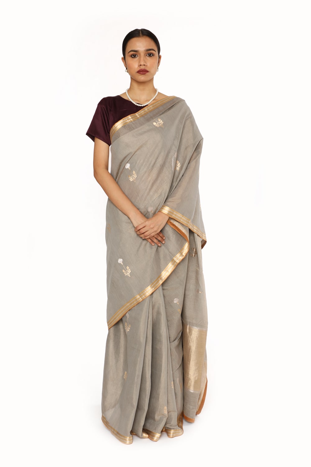 Ella - Dark Gray Saree