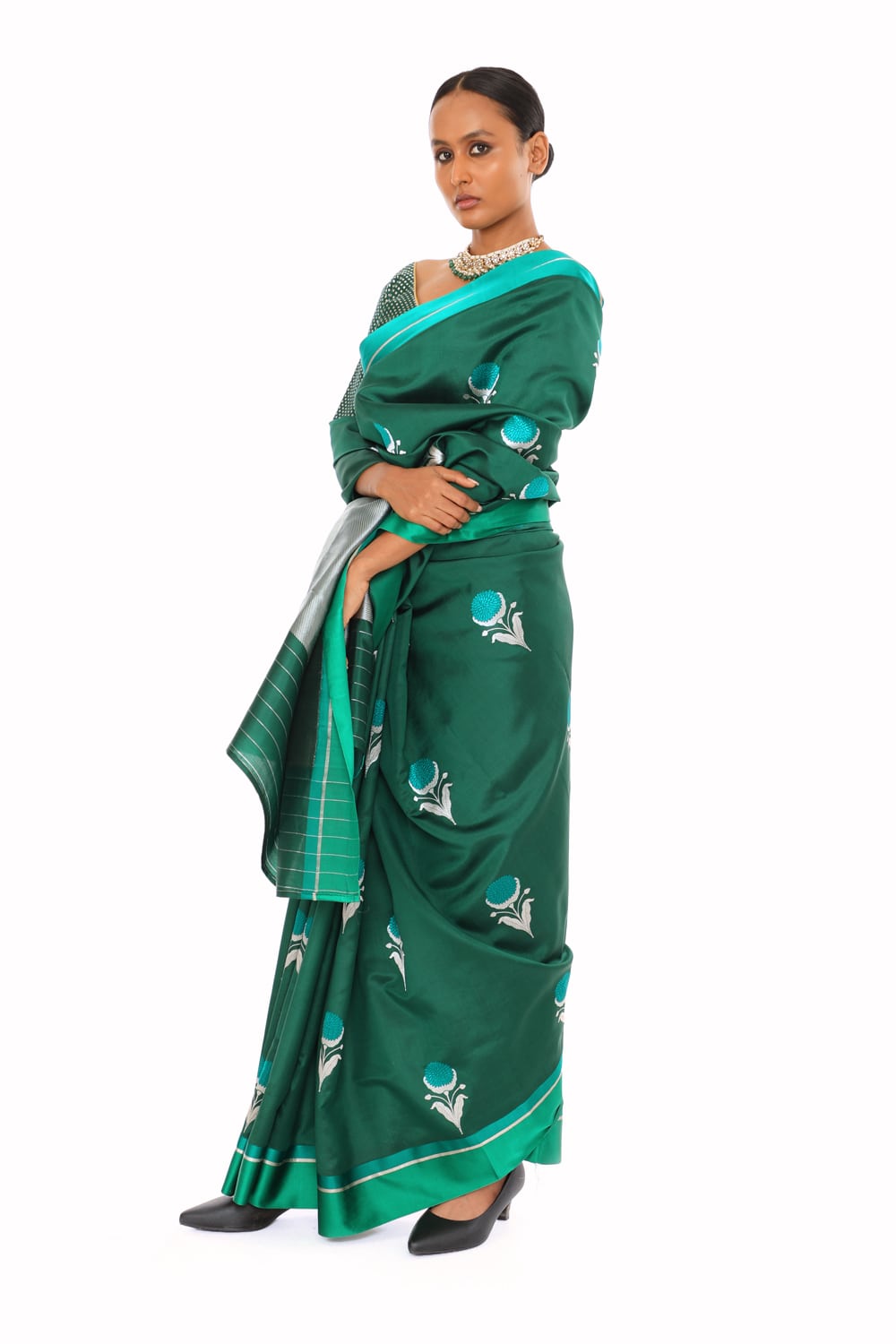 WANYA – Emerald Green Saree