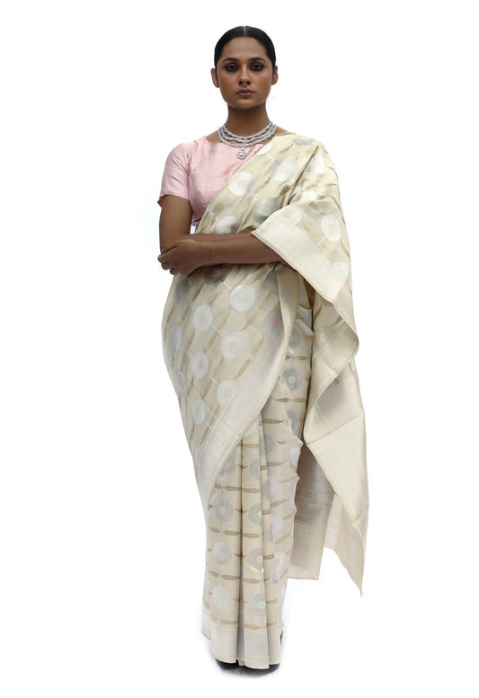 ARUNA-IVORY KATAN SILK SAREE