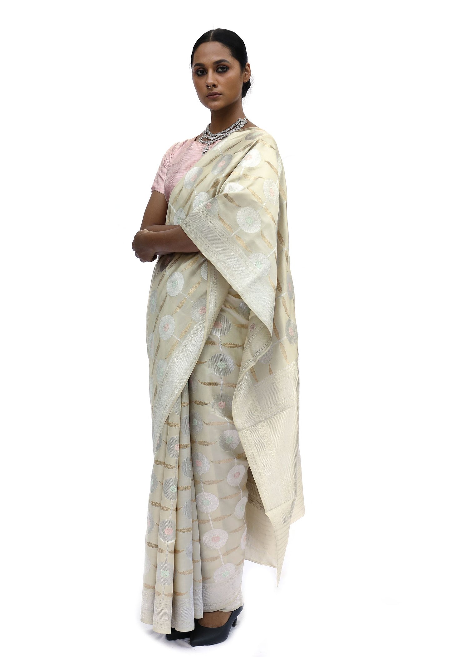 ARUNA-IVORY KATAN SILK SAREE