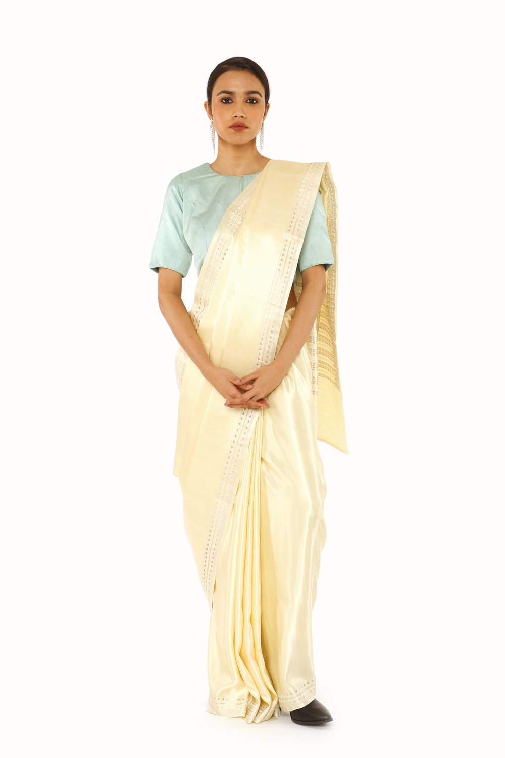 AJARA – ivory white gajji silk saree