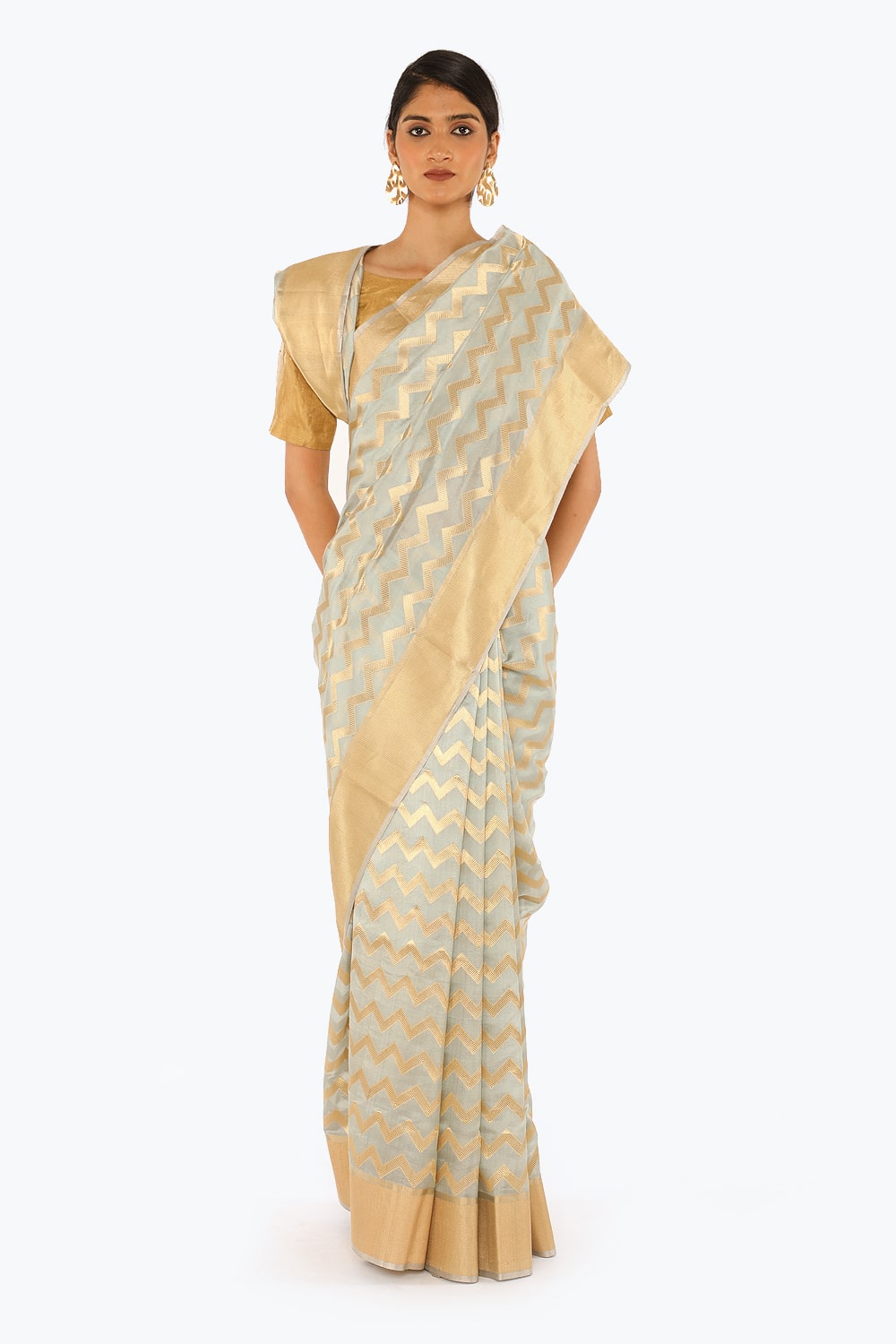 BOA -  Sky Blue Chanderi Silk Saree