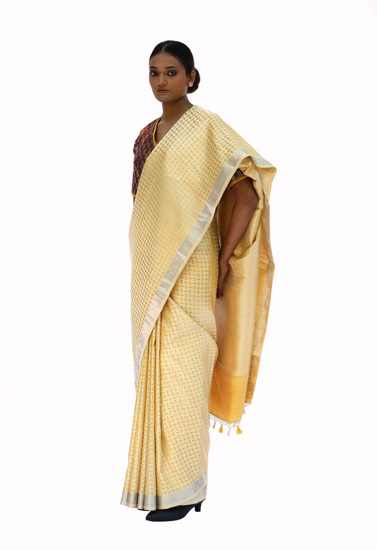 VARNIKA - ivory gold mashru silk saree