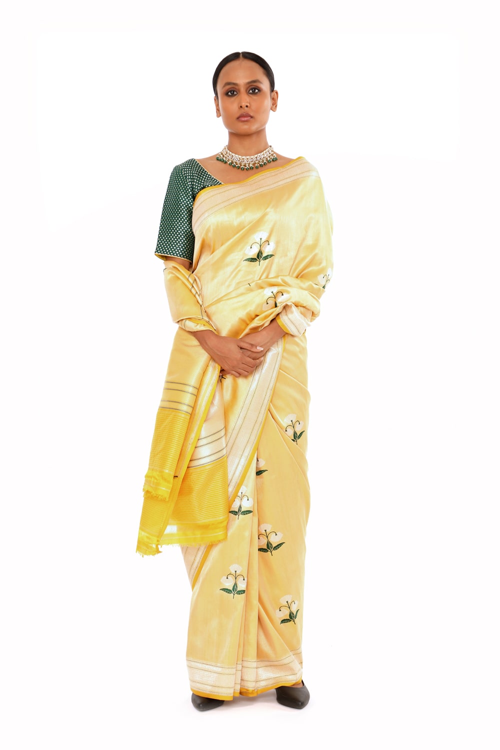 Dhara - lemon yellow Saree