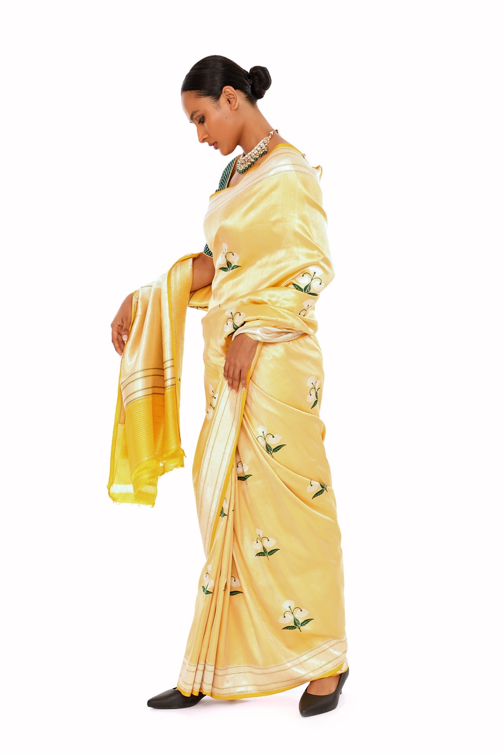 Dhara - lemon yellow Saree