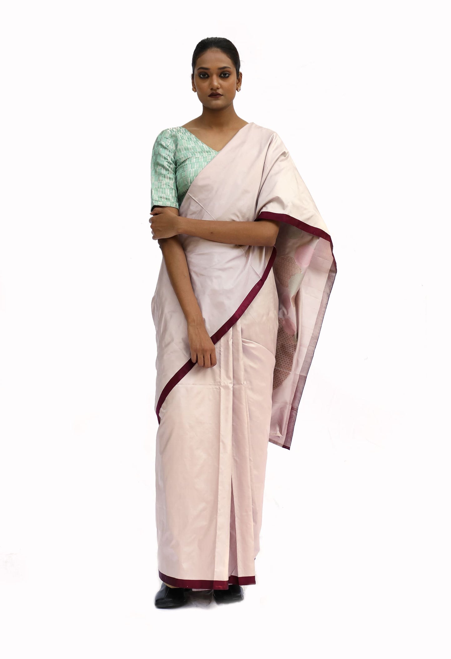 Iconic -Beige Katan Silk Saree