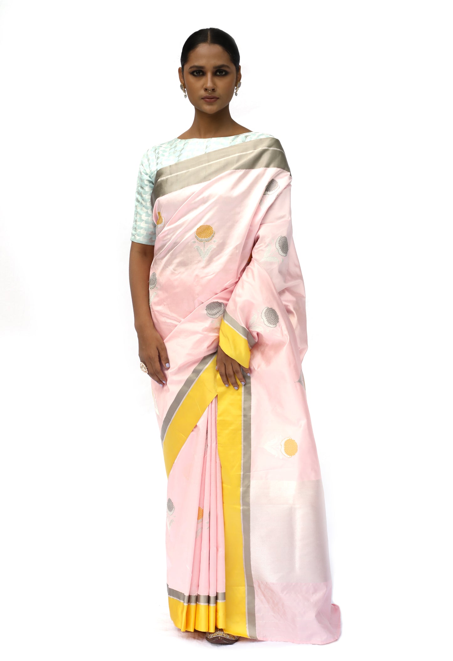 Prakriti - Pink Katan Silk Saree