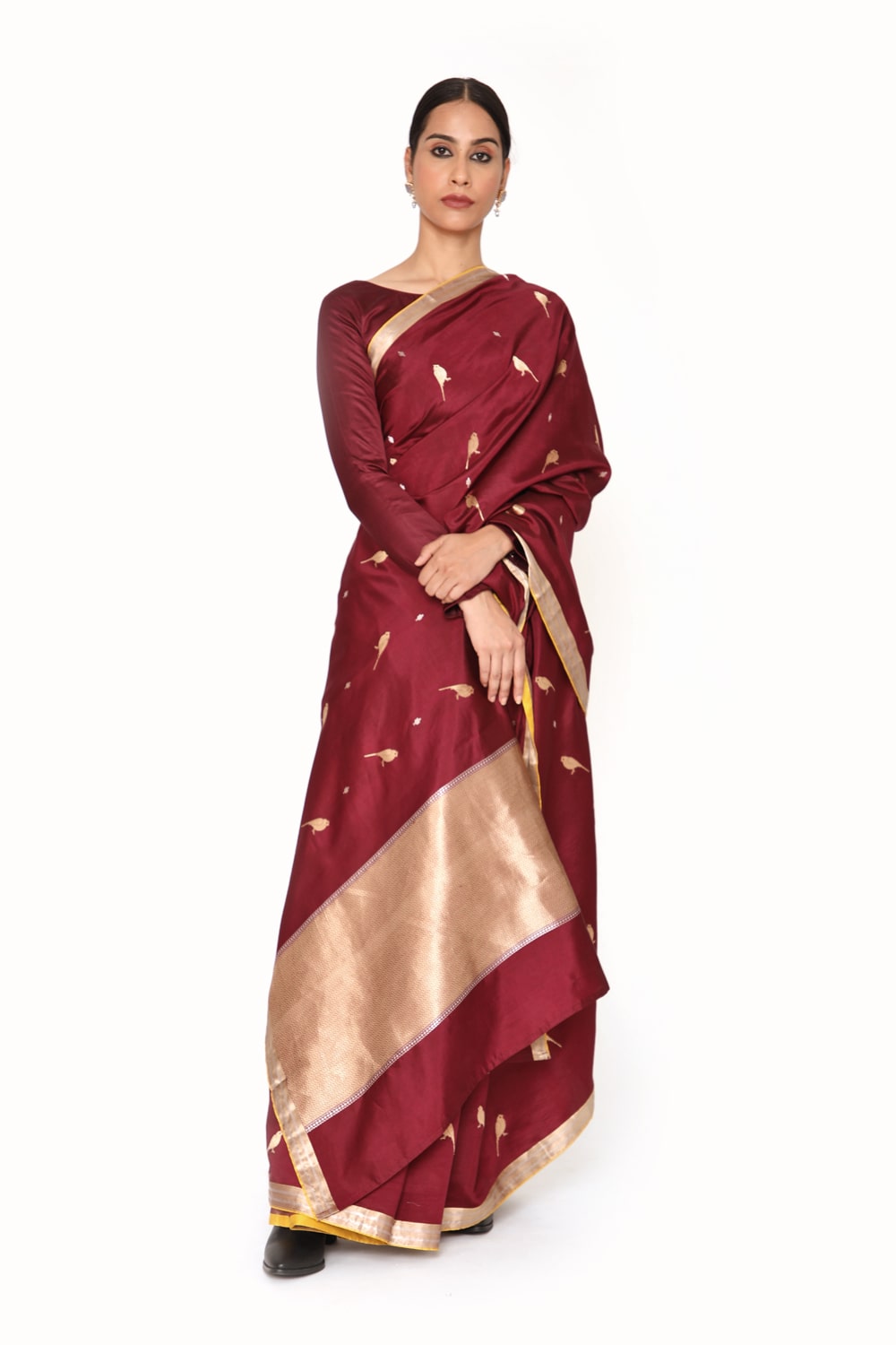 GAURAIYA -  deep maroon silk saree