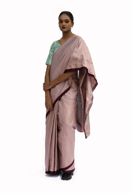 JHAROKHA - dark mauve katan silk saree