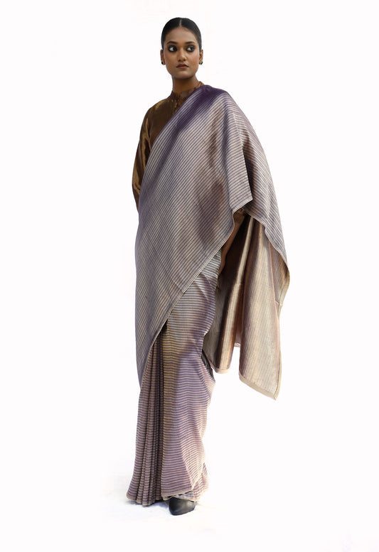 OMANA - dark mauve mashru saree