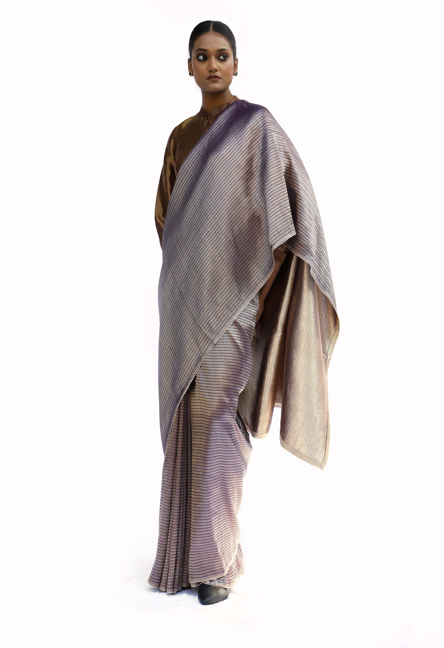 OMANA- dark mauve mashru saree