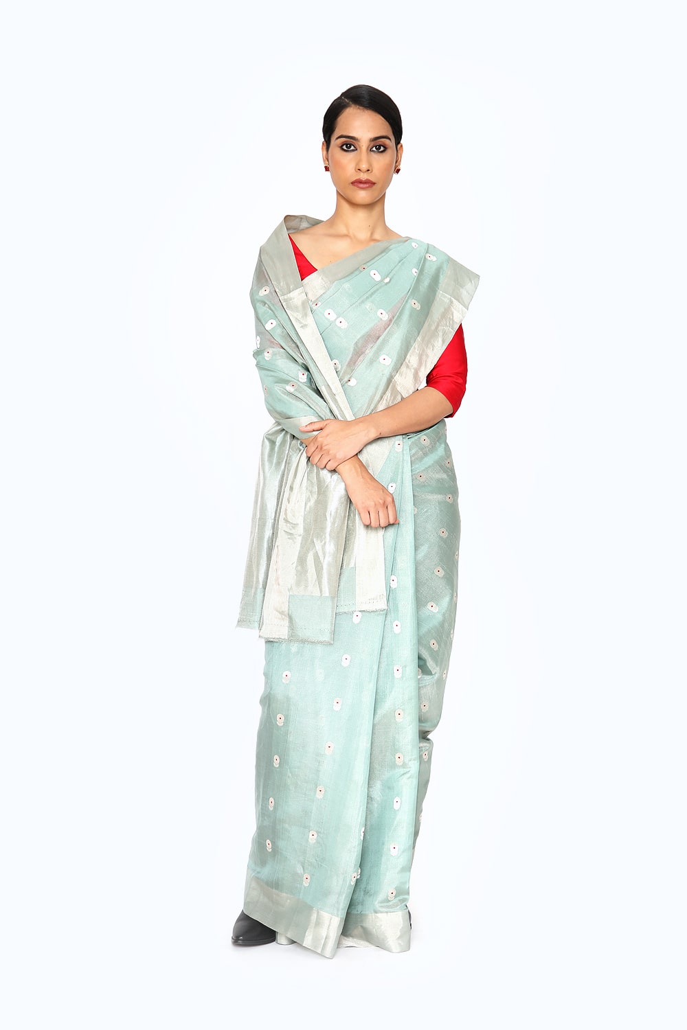 BOA -  Mint Blue Chanderi Silk Saree