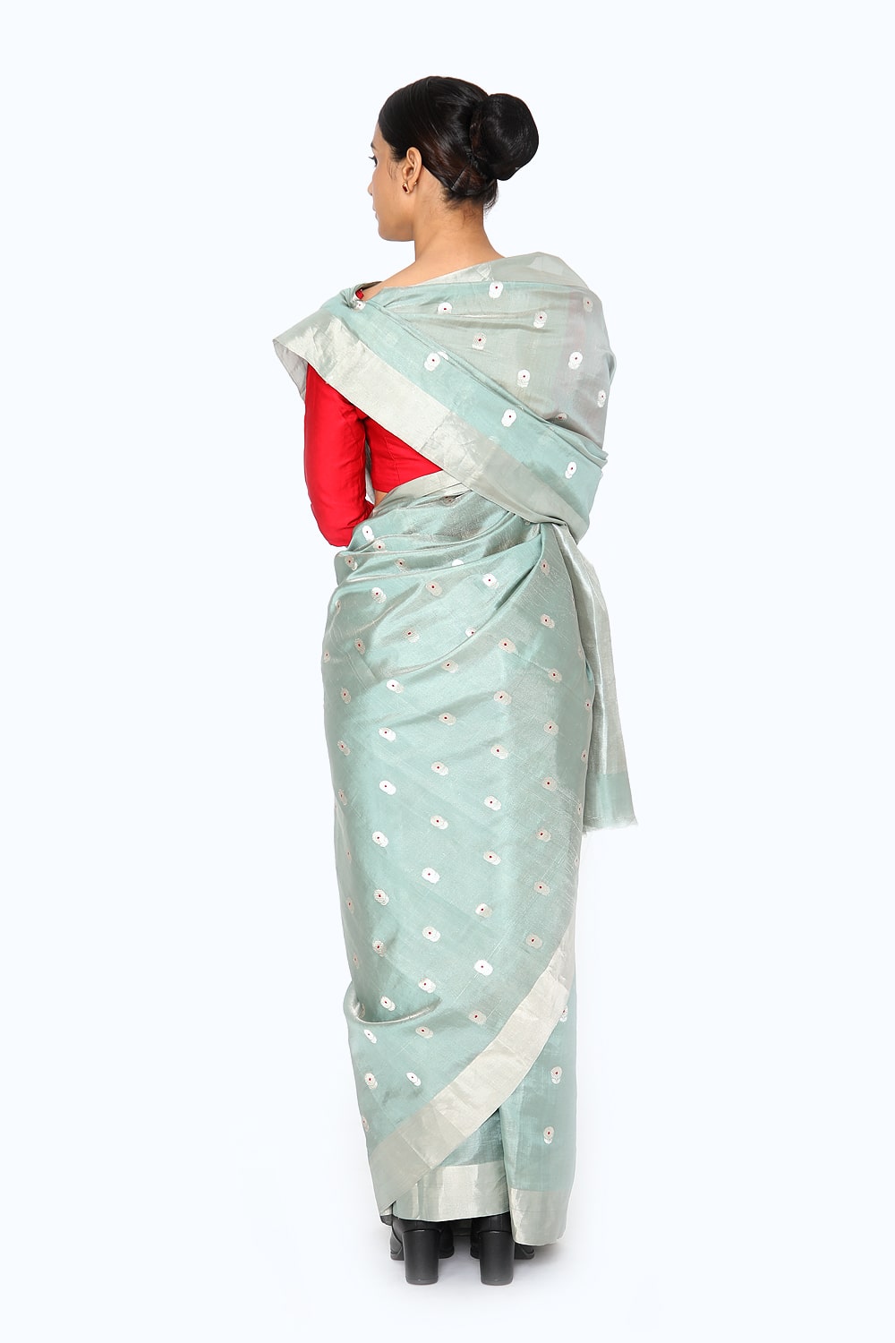 BOA -  Mint Blue Chanderi Silk Saree