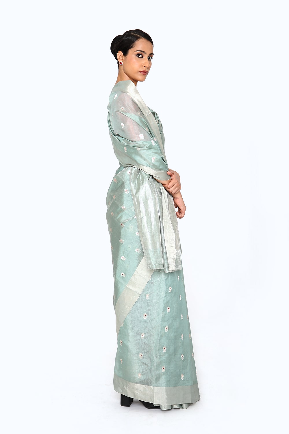 BOA -  Mint Blue Chanderi Silk Saree