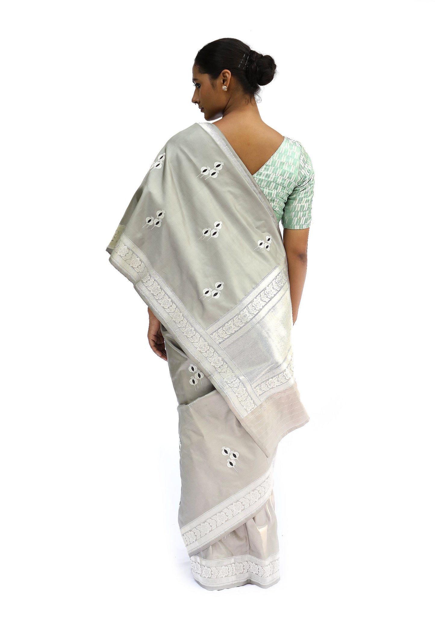 SUMA - grey katan silk saree