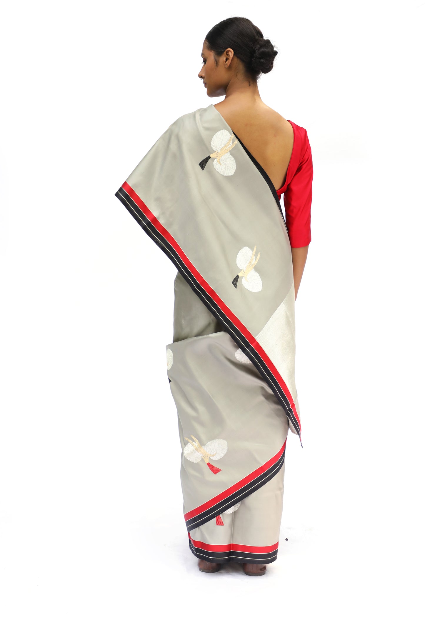 Prakriti - Grey Katan Silk Saree