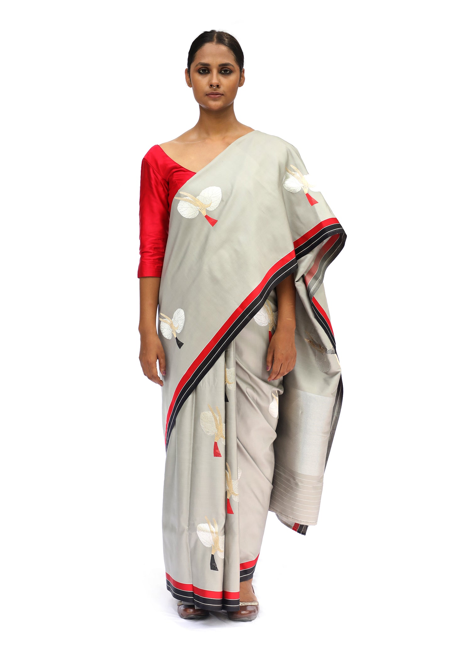 Prakriti - Grey Katan Silk Saree