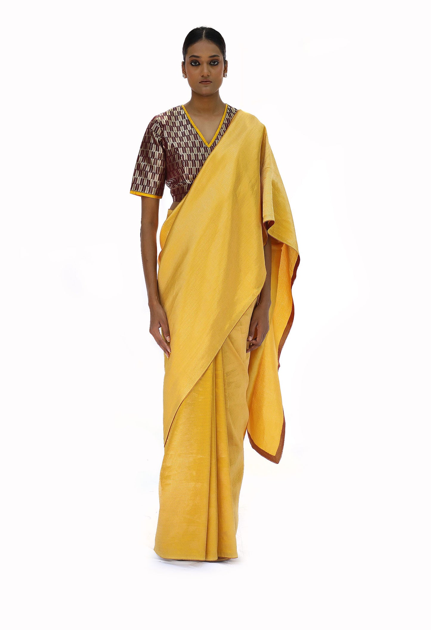 OMANA - mustard yellow mashru saree