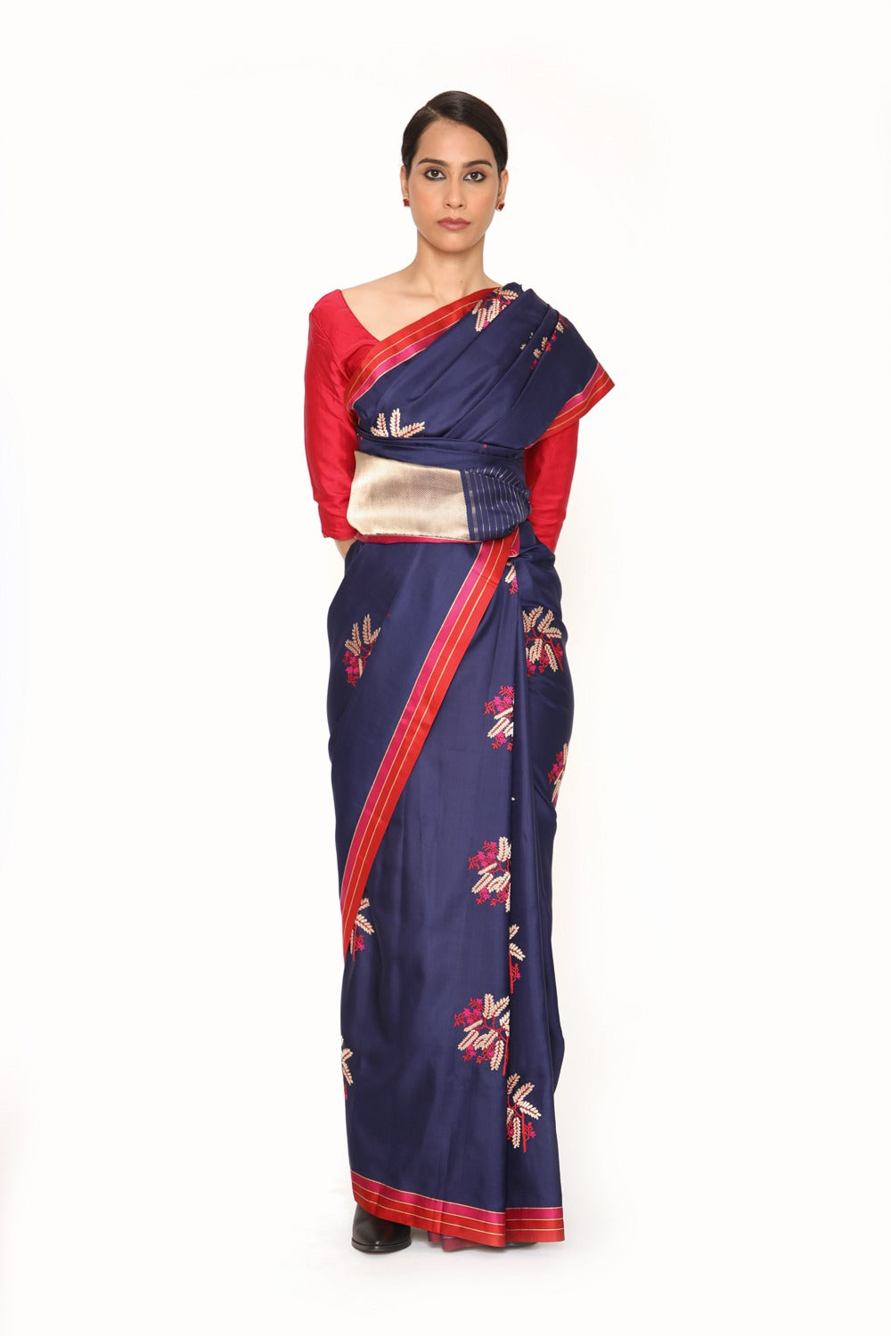 Prakriti - Navy Blue Katan Silk Saree