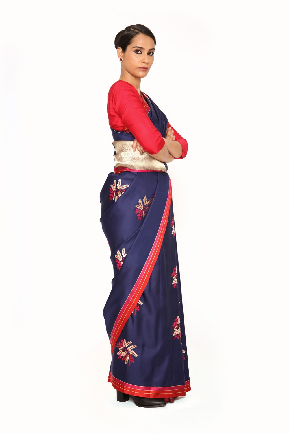 Prakriti - Navy Blue Katan Silk Saree