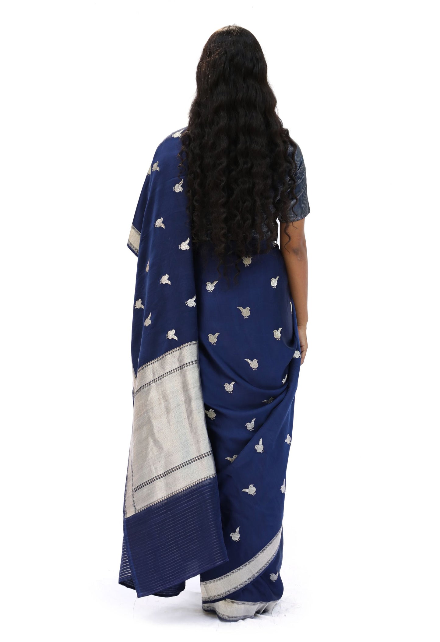 CHIDIYA – dark blue katan silk saree