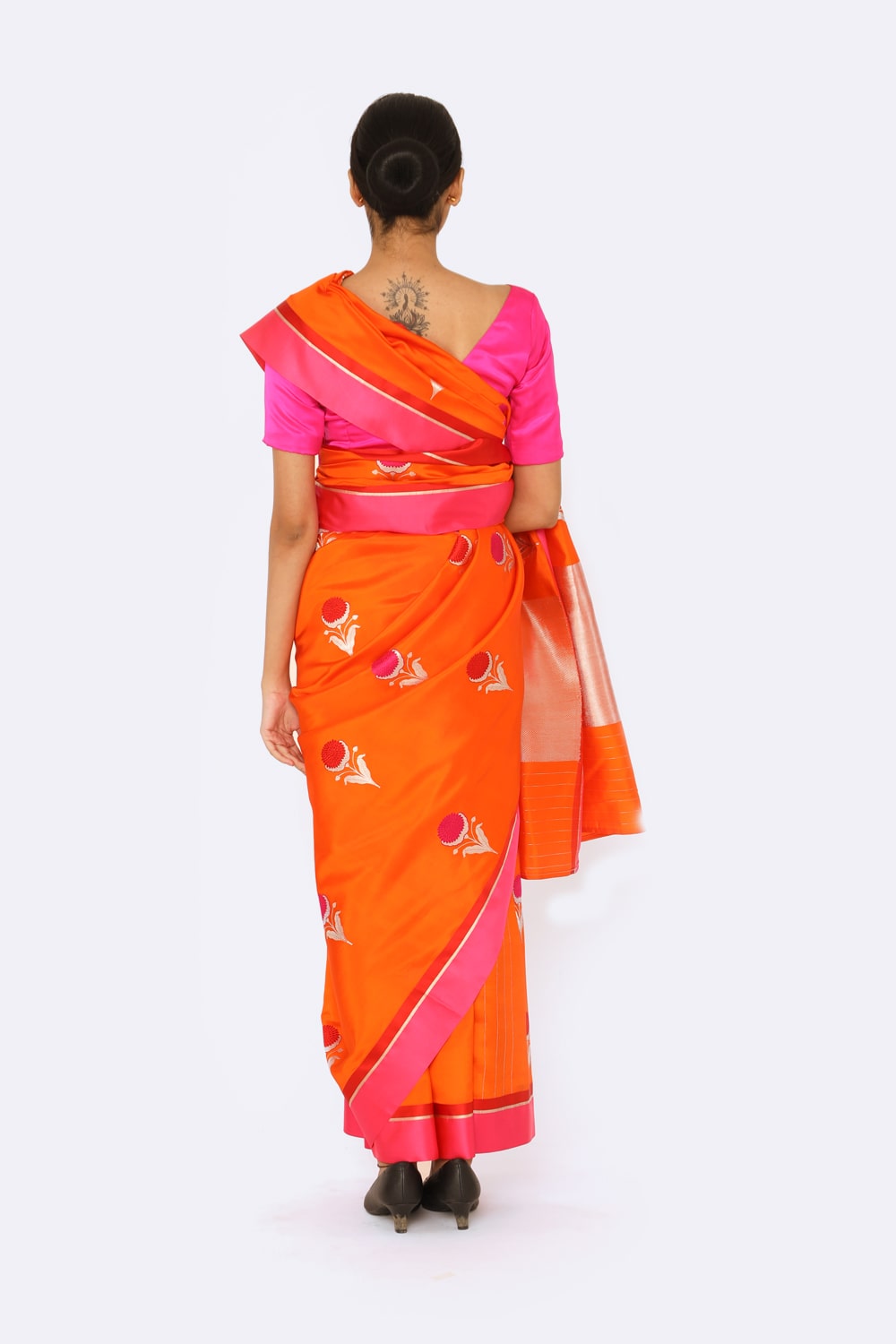 Prakriti - Orange Katan Silk Saree