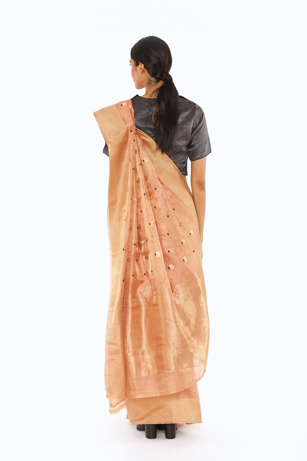 BOA -  Peach Cotton Tissue Tissue Saree