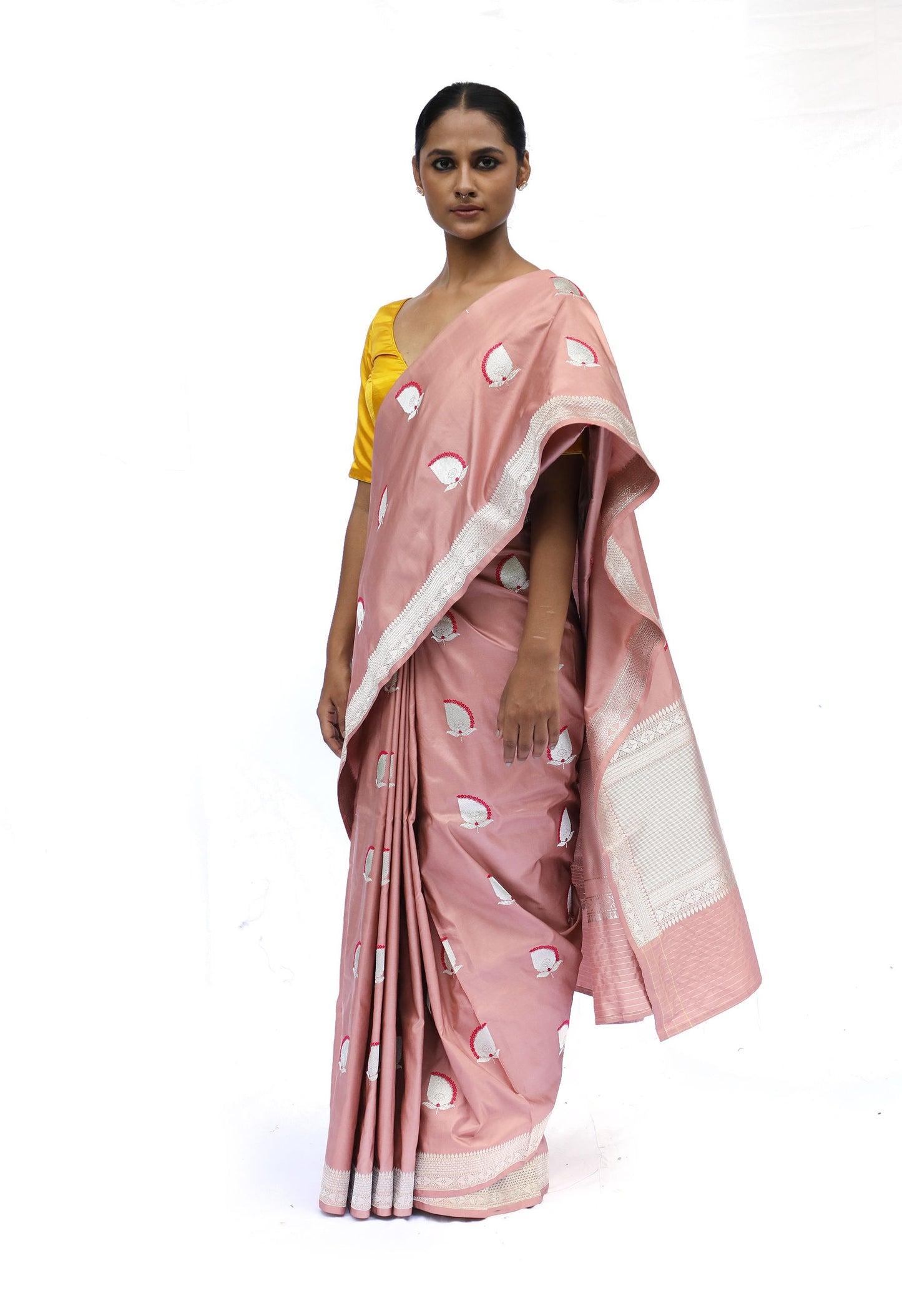 ARIA - peach katan silk saree