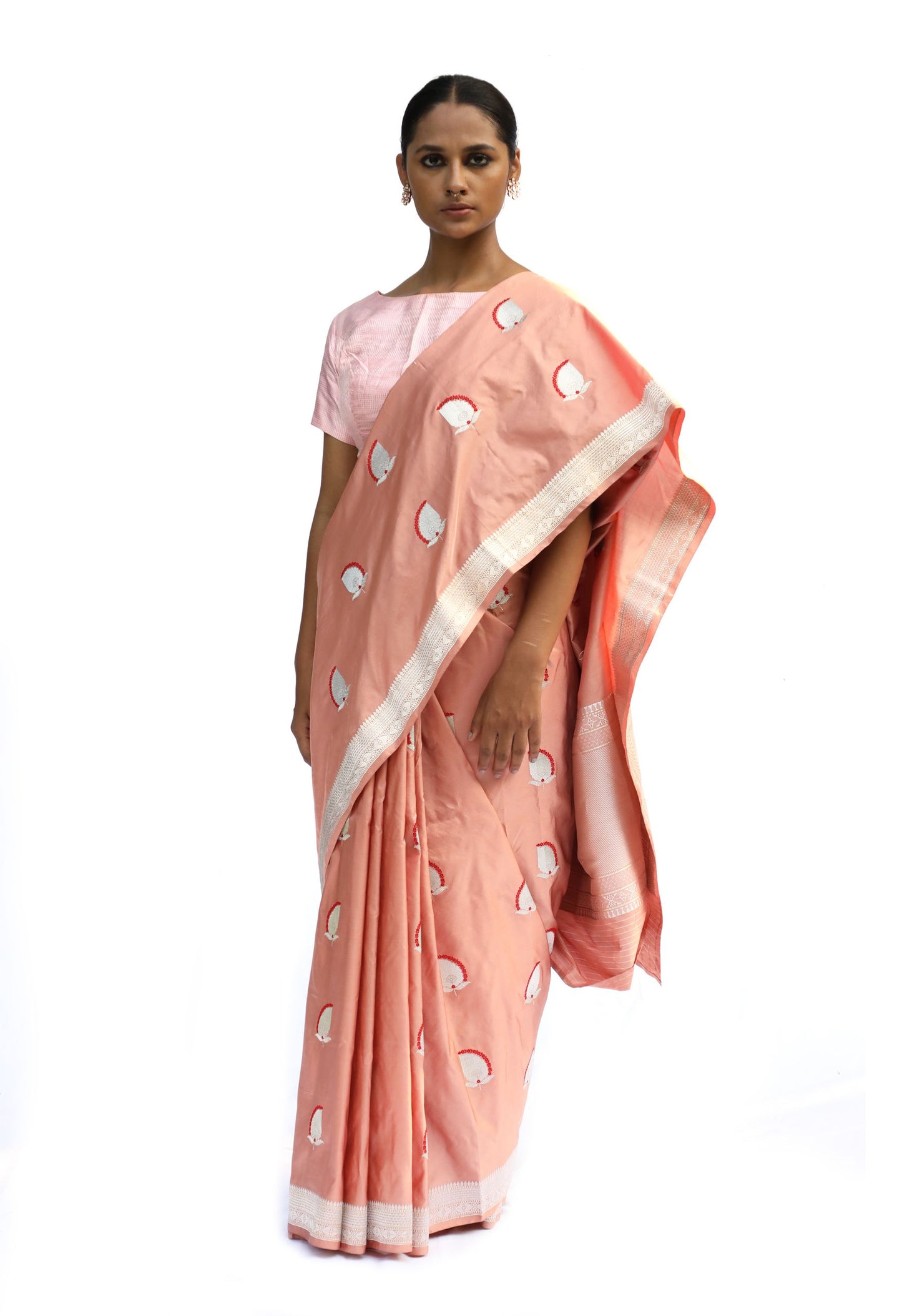 ARIA - peach katan silk saree