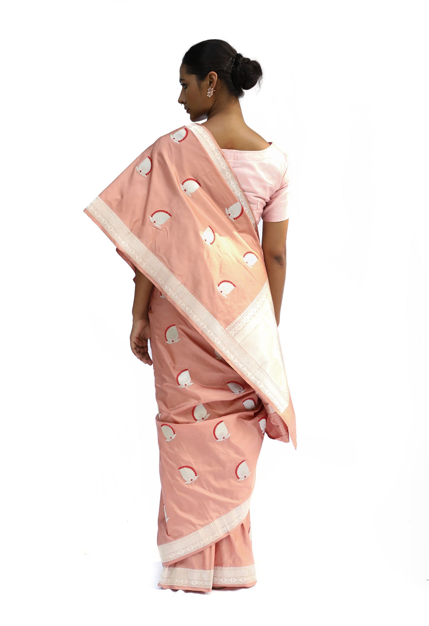 ARIA - peach katan silk saree