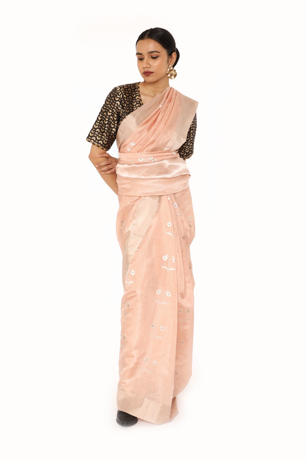 BOA -  Peach Organza Tissue Saree