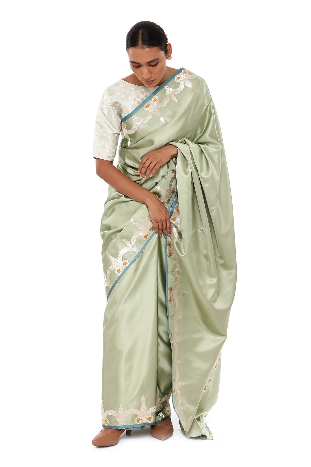 ANSHUL - Sea green saree