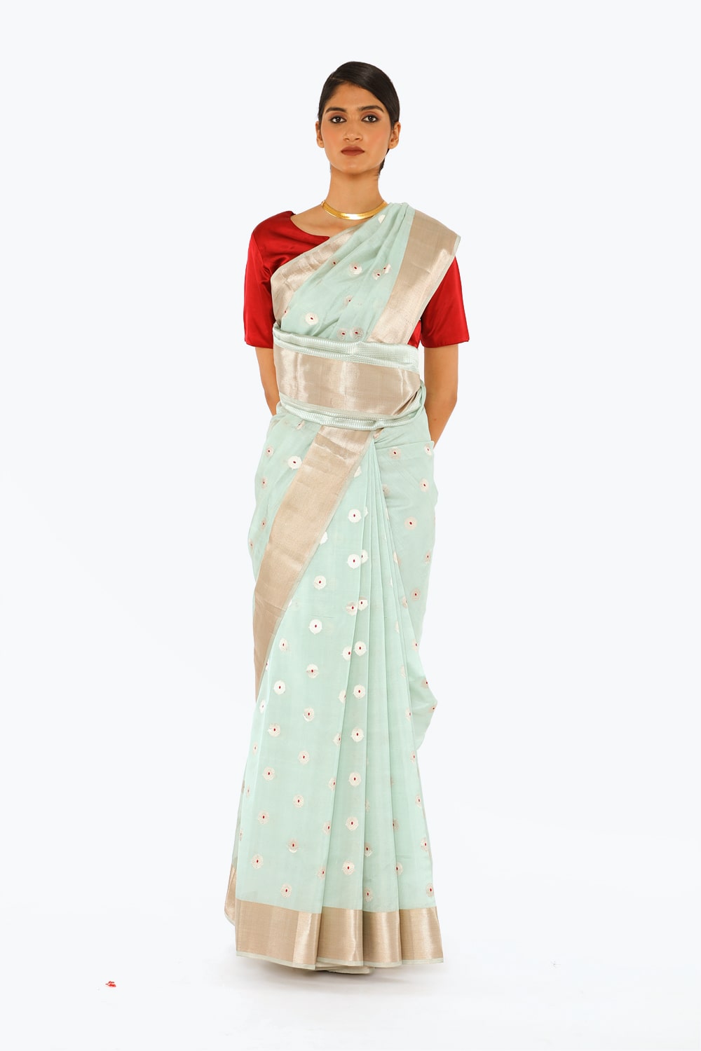 BOA -  Powder Blue Chanderi Silk Saree