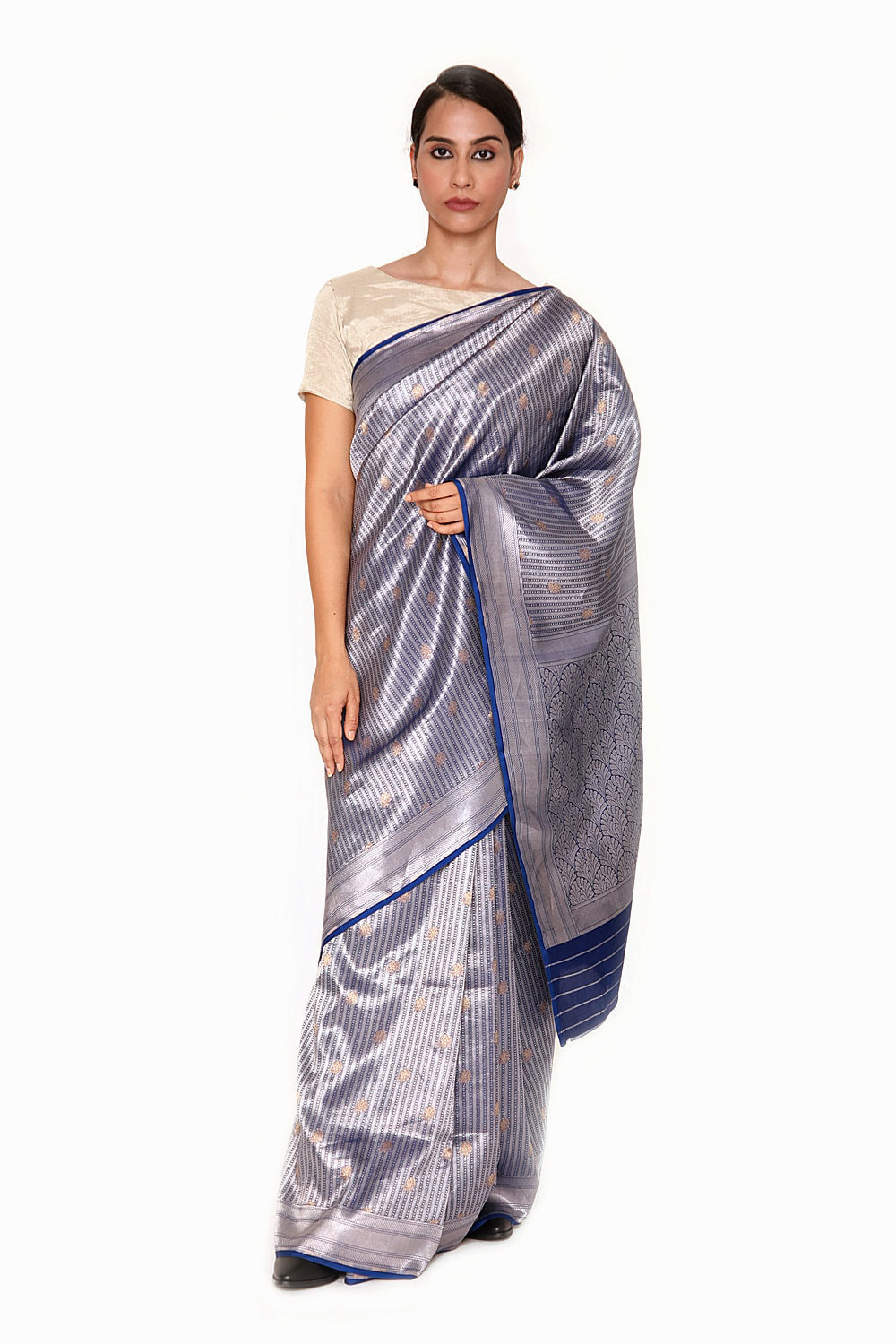 DHARA - navy blue embossed saree