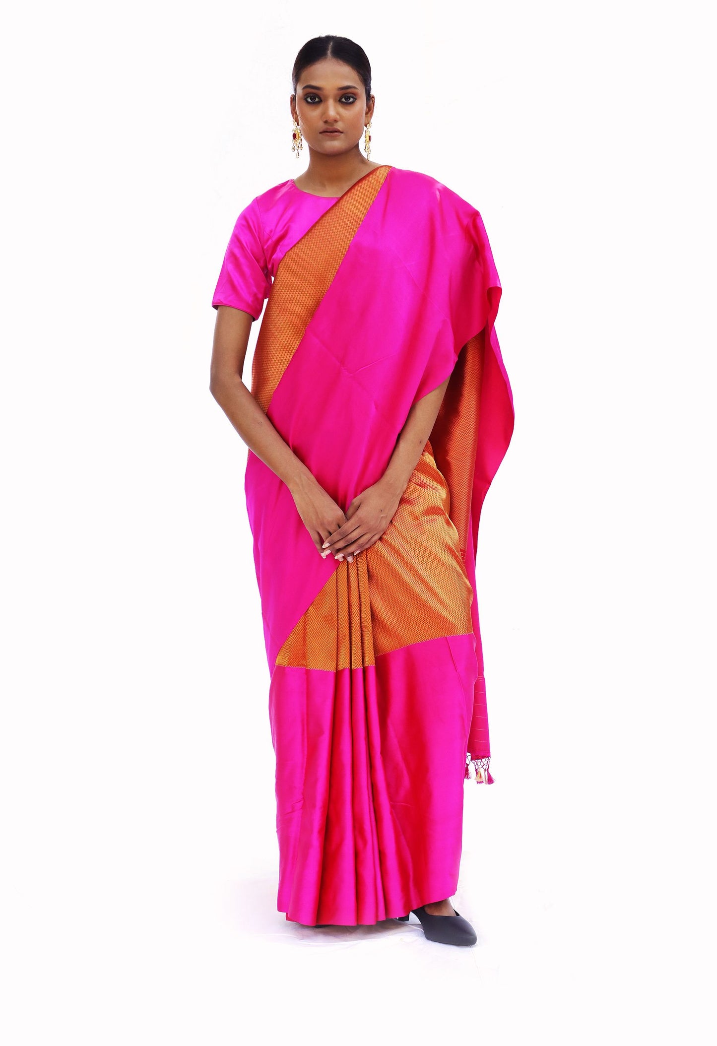 OMANA - rani pink mashru silk saree