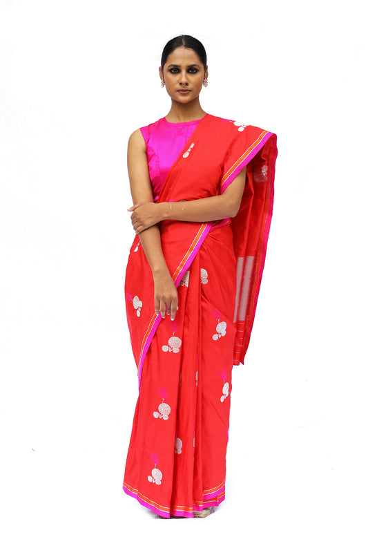 Prakriti - Red Katan Silk Saree