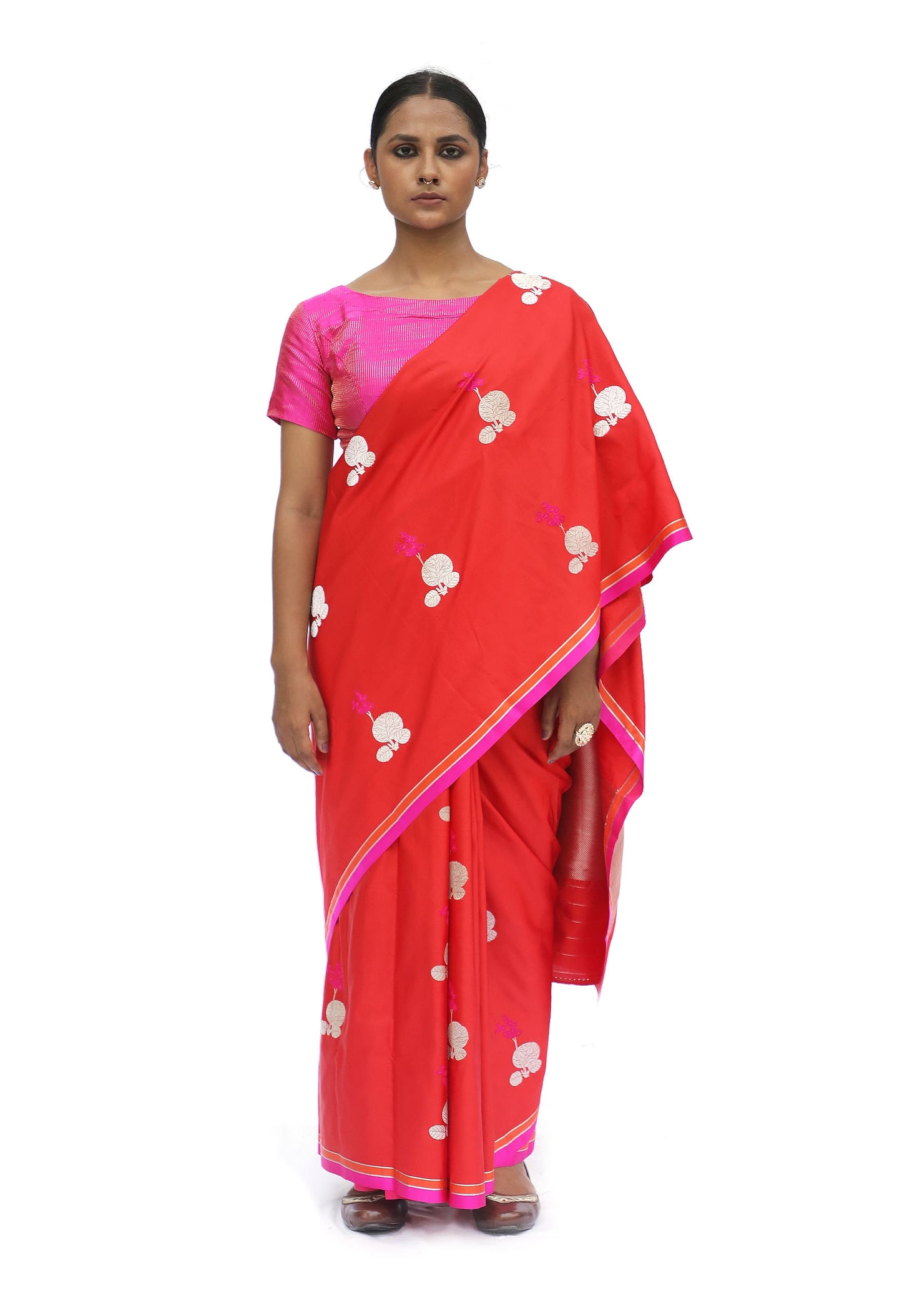 URVI- Vermillion Red Katan Silk Saree