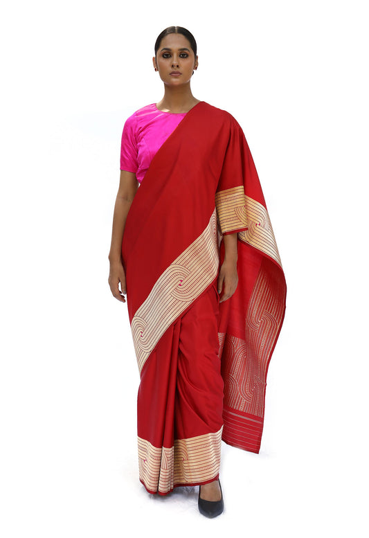 DIVIJA - dark red katan silk saree