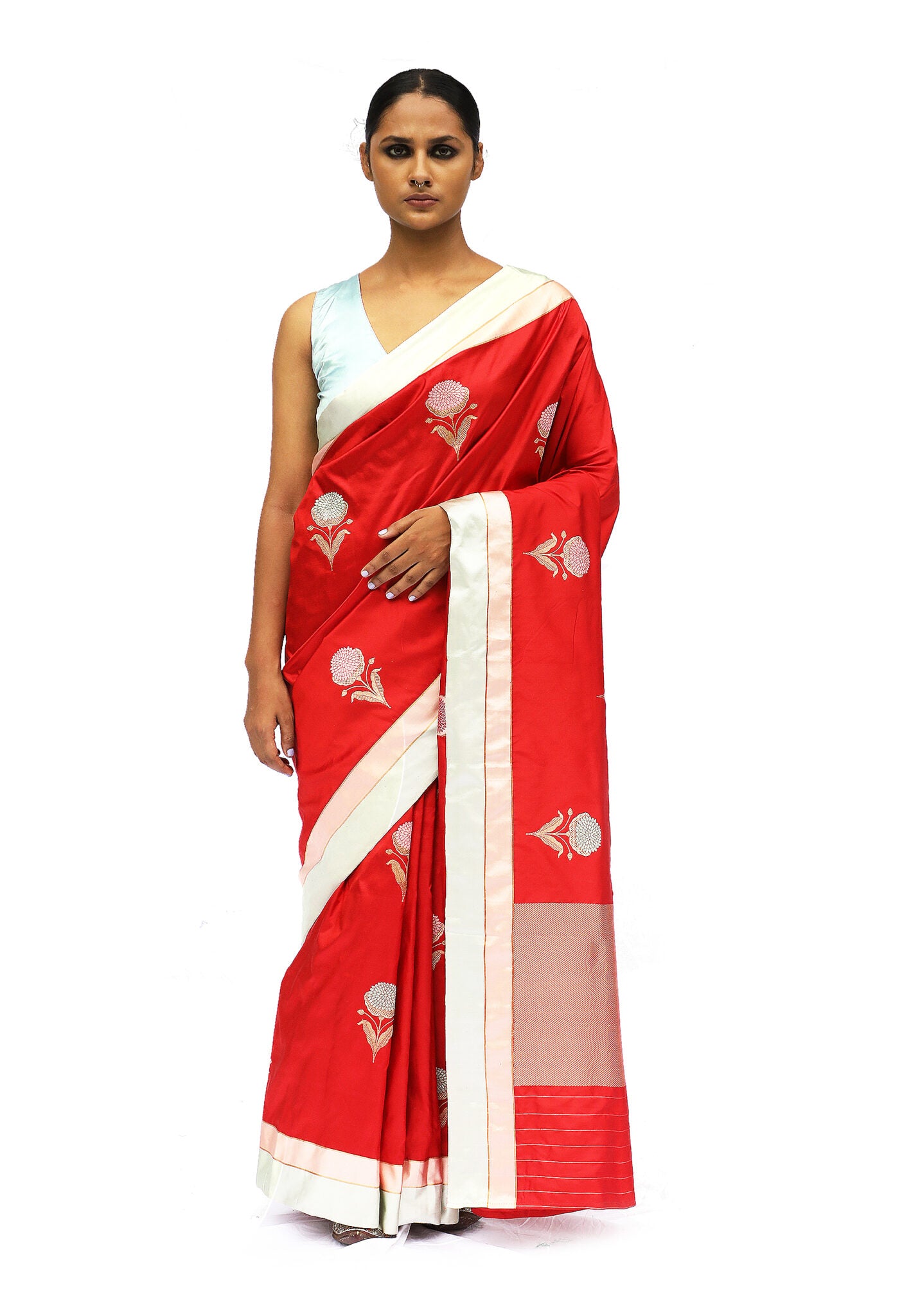 Prakriti - Red Katan Silk Saree