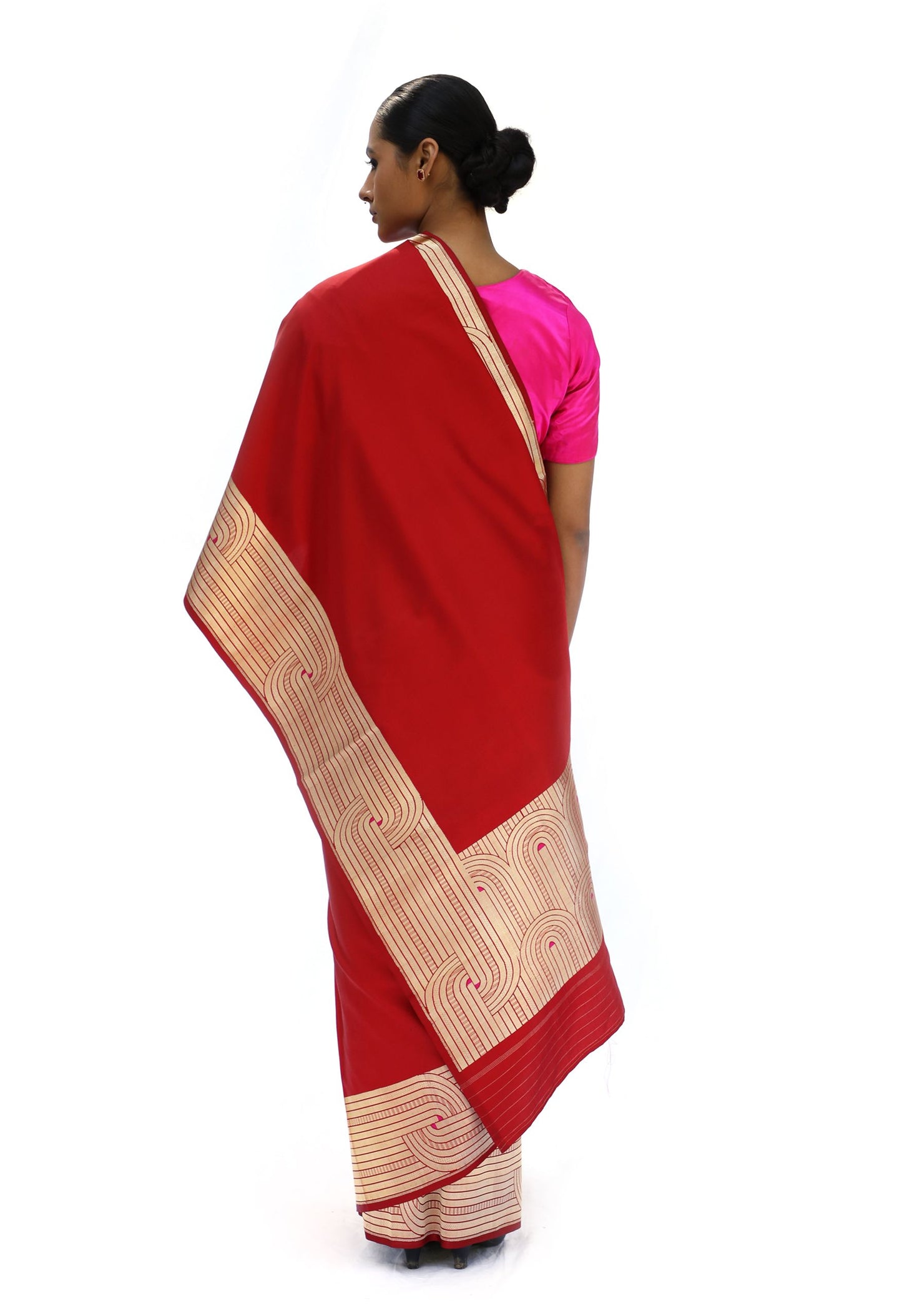 DIVIJA - dark red katan silk saree