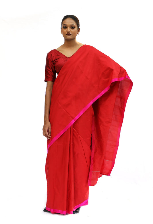 GOLA - red katan silk saree