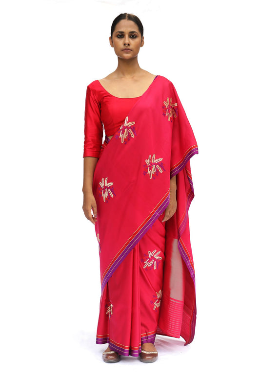 Prakriti - Red Katan Silk Saree