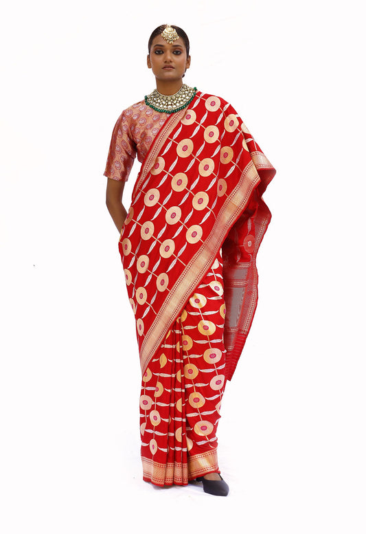 ARUNA - vermillion red saree