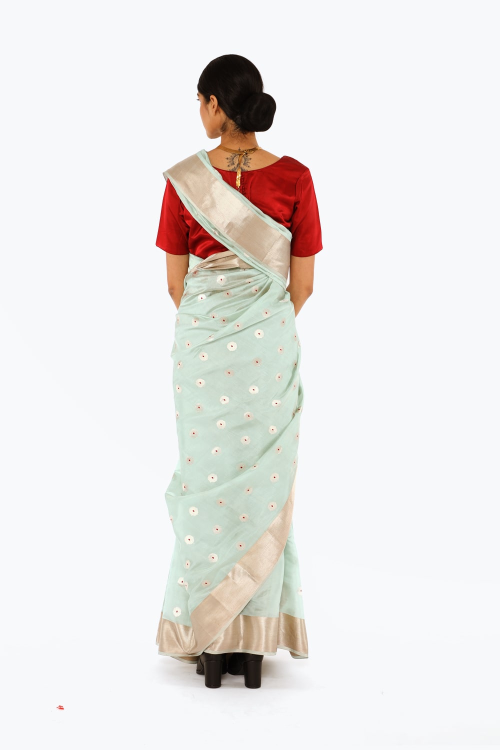 BOA -  Powder Blue Chanderi Silk Saree