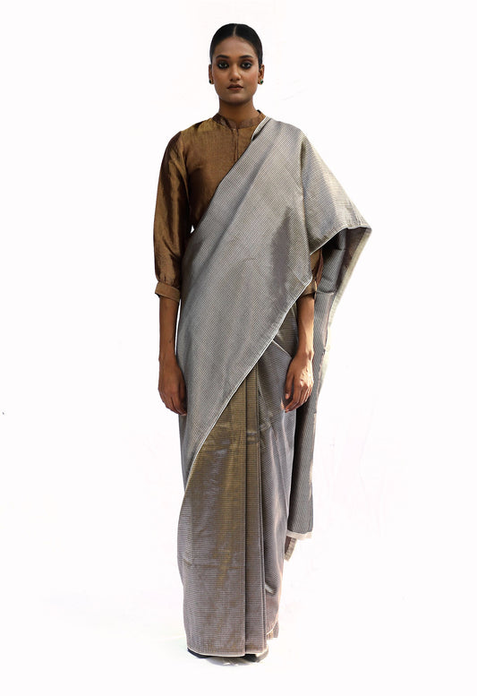 OMANA - dark grey mashru saree